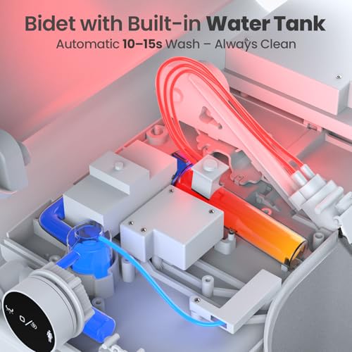 Tadashi Bidet Toilet Seat Elongated, Heated Toilet Seat, Instant Warm Water & Dryer, Feminine & Rear Wash, Self-Clean Nozzle, Slow Close Lid, Child/ECO/Silent Mode