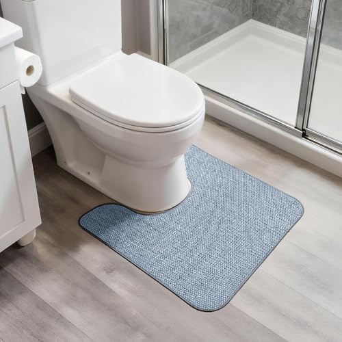Bosap Toilet Rugs U Shaped Bathroom Rug,Machine Washable Non Slip Quick Dry Super Absorbent Ultra Thin Toilet Mats for Bathroom Toilet.Blue,1'8"x2'(20x24inch) - color: Blue, size: 1'8" X 2' (U-shape)