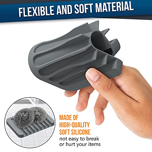 ZAPPOWARE 2-Pack Silicone Soap Dish with Drain - Bar Soap Holder for Shower & Bathroom Sink - Self Draining Waterfall Soap Saver Tray for Kitchen, Prevents Sticky Mess, Easy to Clean (Gray) - color: Gray