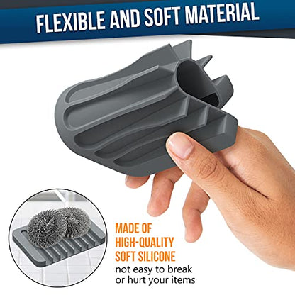 ZAPPOWARE 2-Pack Silicone Soap Dish with Drain - Bar Soap Holder for Shower & Bathroom Sink - Self Draining Waterfall Soap Saver Tray for Kitchen, Prevents Sticky Mess, Easy to Clean (Gray) - color: Gray