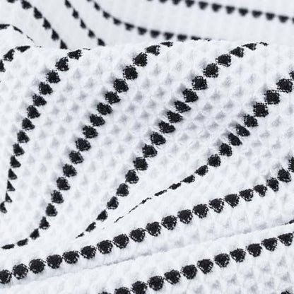 POLYTE 430 GSM Poly Blend Microfiber Quick Dry Waffle Bath Towel, 30x60 in | 4 Pack, Oversize, Lint Free, Body Towel - color: White/Black