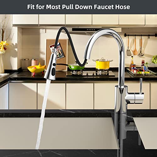 Hibbent 3-Function Pull Down Kitchen Faucet Head Replacement with 12 Adapters, NSF/ANSI/CAN 61 & CUPC Certified Sink Spray Nozzle, Compatible with Moen, Delta, Kohler Faucets, Chrome - color: Chrome