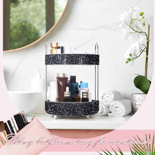 360 Rotating Rhinestone Perfume Organizer,2 Tiers,Resin Diamond,Black - color: Black, size: 2 Tiers, style: Resin Diamond
