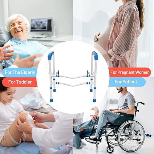 Toilet Safety Rails Frame, Sturdy Adjustable Free Standing Toilet Bathroom Rail, Toilet Safety Frame for Elderly, Handicapped, Fit Any Toilet(Gray) - color: Gray