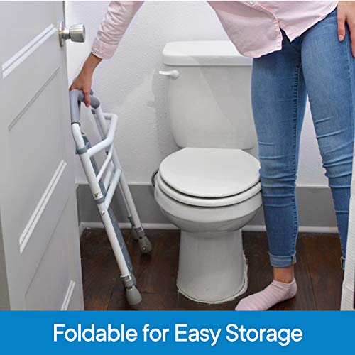 RMS Toilet Safety Frame & Rail - Foldable, Portable Bathroom Toilet Rail | Handrail Toilet Bars with Adjustable Height (White)