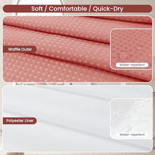 No Hook Shower Curtain Set with Snap-in Detachable Liner, 230 GSM Waffle Weave Fabric, Heavy Duty Water-Repellent, Terracotta, 72 x 74 Inch - color: Terracotta, size: 72"W x 74"L (Pack of 1)