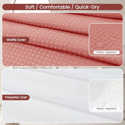 No Hook Shower Curtain Set with Snap-in Detachable Liner, 230 GSM Waffle Weave Fabric, Heavy Duty Water-Repellent, Terracotta, 72 x 86 Inch - color: Terracotta, size: 72"W x 86"L (Pack of 1)