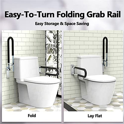 Bathroom Handicap Grab Bars Rails Foldable Toilet Safety Handrail 23.6 Inch Hand Support Rail Wall Mounted Bath Grips for Disabled Elderly Pregnant Woman Senior,with