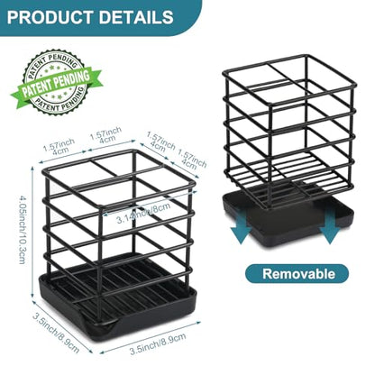 Toothbrush Holders for Bathroom,Black,Stainless Steel,Detachable,Tray,3 Slot - size: Small