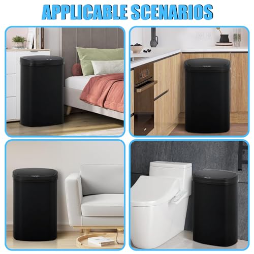 13 Gallon Motion Sensor Kitchen Trash Can, 50L Automatic Sensor Trash Can, Smart Waste Bin with Lid for Kitchen, Bathroom, Bedroom, Home Office, Quiet Open & Easy Clean (Black) - color: Black, style: 1 pack