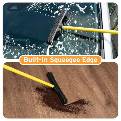 FURemover Pet Hair Removal Rubber Broom, 61" Telescopic Handle | Multi-Surface Rubber Broom with Built in Squeegee Edge, Sweeps up Fur, Hair, and Debris on Tile, Wood, Vinyl, and Carpet - size: 61" Telescopic Handle