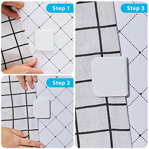 Jetec 4 Pieces Shower Curtain Clips for Liner, Self Adhesive Shower Splash Guard Curtains Clip, Windproof Curtain Holders Weight Guards to Wall Hold in Bathroom Bathtub, White