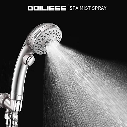 Shower Head, High Pressure 6 Setting Shower Head Hand-Held with ON/OFF Switch and Spa Spray Mode - Shower Heads with Handheld Spray High Pressure - Brushed Nickel - color: Brushed Nickel, style: Modern