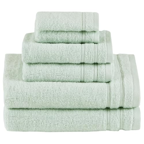 Comfort Spaces 6 Pc Towel Set, 100% Cotton Zero Twist, Seafoam Green | Zero Twist Cotton, Quick Dry Ultra Soft, 2 Bath 2 Hand 2 Washcloth, Lightweight Absorbent for Everyday Bathroom Use - color: Seafoam, size: 6 Piece Towel Set