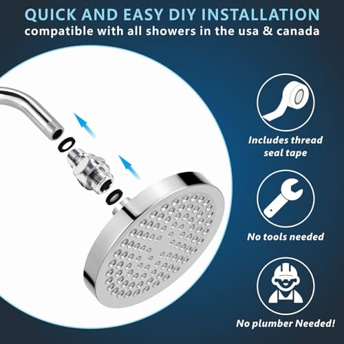 Voolan Solid Metal Shower Head Swivel Ball Adapter, Adjustable Pivot Ball To Adjust Showerhead Angle, Universal Connector Joint Fits Fixed, Hand Held & Rain Shower, Chrome - color: Chrome