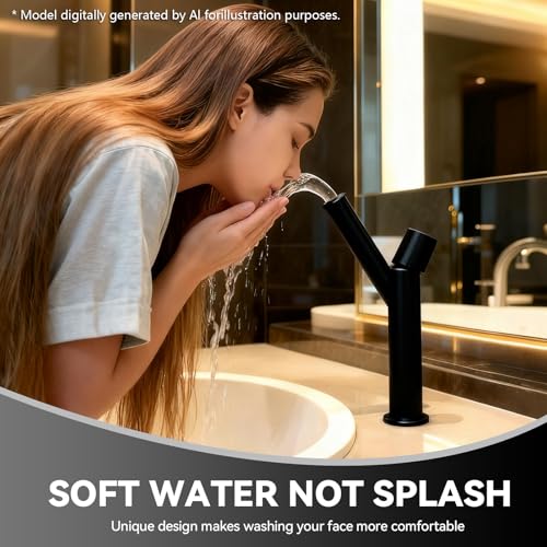 360° Rotatable Bathroom Sink Faucet, Bathroom Faucets 1 Hole 2 Water Outlet Modes, Single Handle Bathroom Faucets with Hot and Cold Hoses - color: Black