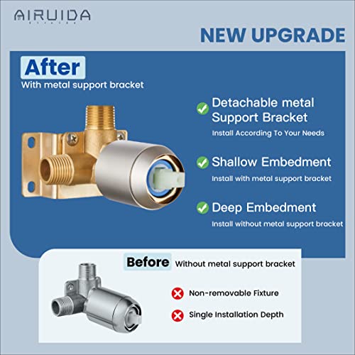Airuida Shower Faucet Set,10 Inch Shower Valve Kit,Brushed Nickel | Male Threads,Rough-in Valve Shower Trim Kit,Single Handle Control Shower Set - color: Brushed Nickel, size: 10 Inch