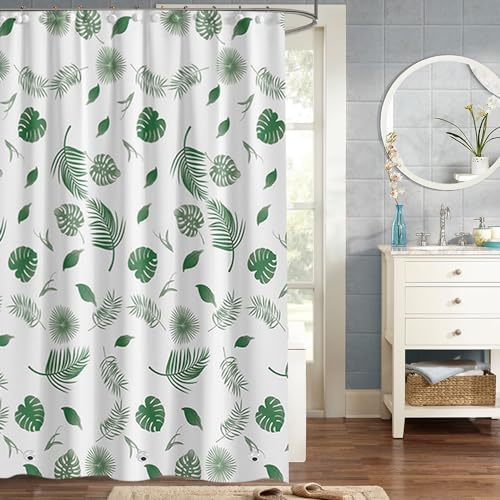 Plastic Shower Liner - Premium PEVA 4G Shower Curtain Liner with Rustproof Grommets and 3 Weighted Magnets, Waterproof Shower Curtains for Bathroom (Green Leaf) - color: Green Leaf, size: 71"W x 71"L (Pack of 1)