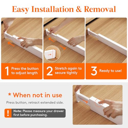 Lifewit 2.36" Upgrade Kitchen Drawer Dividers, Adjustable Drawer Organizer | 11"-17" Expandable White Drawer Separator for Clothes/Utensils, Dresser/Cabinet/Closet/Nursery Organization & Storage, 5 Pack - size: 2.36"H, 11-17"L