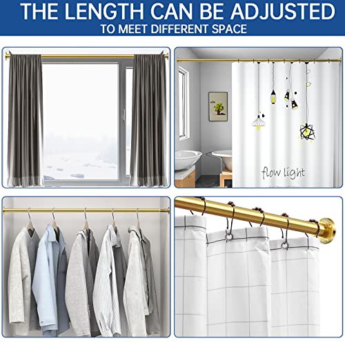 Industrial Shower Curtain Rod - 2-in-1 Design Tension Curtain Rod - Never Rust Non-Slip 43 to 72 Inch Metal Steel, Gold Window Curtain Rod - color: Gold, size: 43-72 Inches