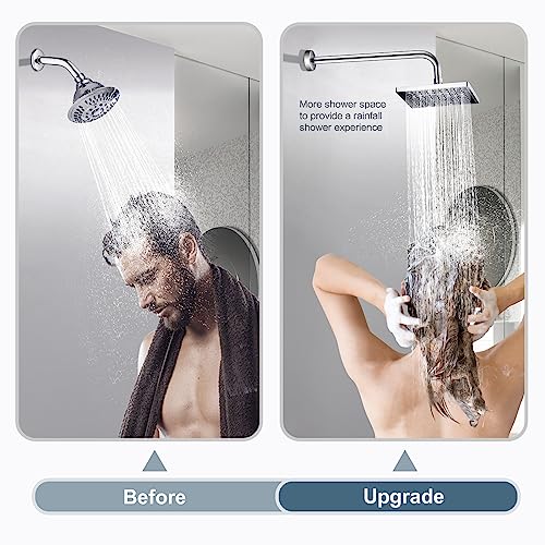 BRIGHT SHOWERS 16-Inch Shower Head Extension Arm with Flange, L Shaped Shower Extender, Extra-Long Stainless Steel Shower Pipe, Chrome - color: Chrome, style: L-Shape 16 Inch