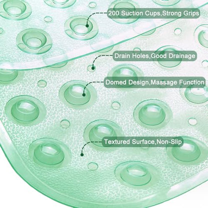 Bathtub and Shower Mats, Extra Long Non-Slip Bath Tub Mat 39 x 16 Inch, Machine Washable BathMat with Suction Cups & Drain Holes for Bathroom Floor, Clear Pale Green - color: Clear Pale Green