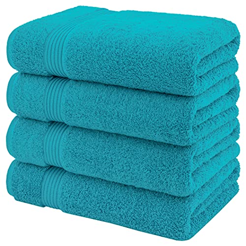 American Veteran Towel, 100% Cotton Turkish Bath Towels for Bathroom 4 Pack, 27x54 Extra Large Premium Soft Drying Bathroom Towels, Aqua Blue - color: Aqua Blue, size: 27x54