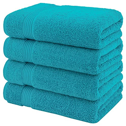 American Veteran Towel, 100% Cotton Turkish Bath Towels for Bathroom 4 Pack, 27x54 Extra Large Premium Soft Drying Bathroom Towels, Aqua Blue - color: Aqua Blue, size: 27x54