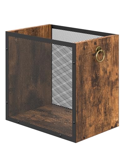 CHOEZON Waste Basket, 4.5 Gallon Rectangular Garbage Container, Trash Can, Trash Bin, for Bedroom, Office, Bathroom, Kitchen, Waste Rustic Brown and Black TCW33BF