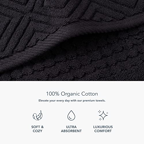 Texere 100% Organic Cotton Jacquard Towel Sets (Black (Diamond), 6 Piece) - color: Black (Diamond)