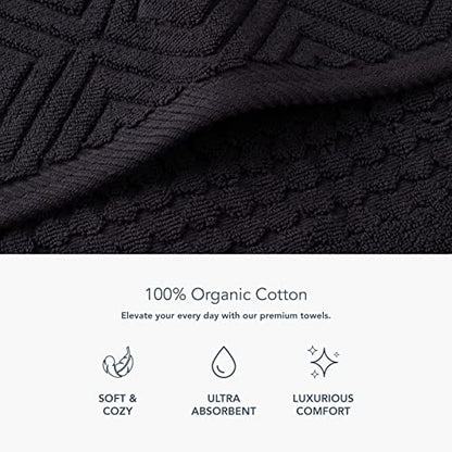 Texere 100% Organic Cotton Jacquard Towel Sets (Black (Diamond), 6 Piece) - color: Black (Diamond)