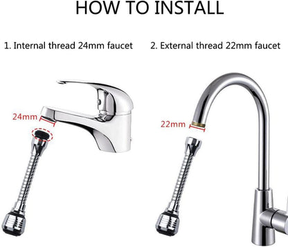 2Pcs Kitchen Faucet Extender Universal Faucet Spray Head 360° Swivel Adjustable Nozzle Spout for Bathroom Kitchen Tap Nozzle Filter Adapter