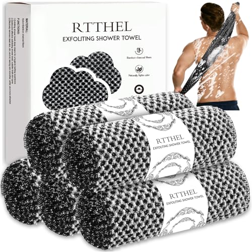 5 Pack Back Scrubber for Shower – Exfoliating Shower Towel, Japanese & Korean Scrub Washcloth, Body Exfoliator, Loofah/Luffa Sponge Bath Cloth, Exfoliating Scrub Towel, Back Washer for Women & Men