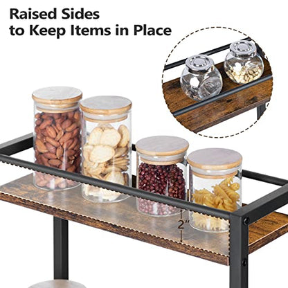MAHANCRIS Slim Rolling Cart, Mobile Kitchen Cart on Wheels, Narrow Storage Cart for Small Space, Small Bar Cart, for Bathroom, Laundry, Living Room, Rustic Brown RCHR1501Z - color: Rustic Brown