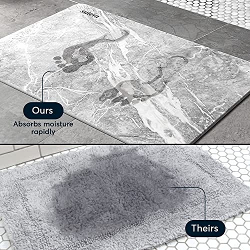 Stone Bath Mat for Bathroom, Dries in Seconds - Diatomaceous Earth, Granite | Super absorbent, quick-drying & easy to clean. Natural material that lasts — restores with light sanding. - color: Granite