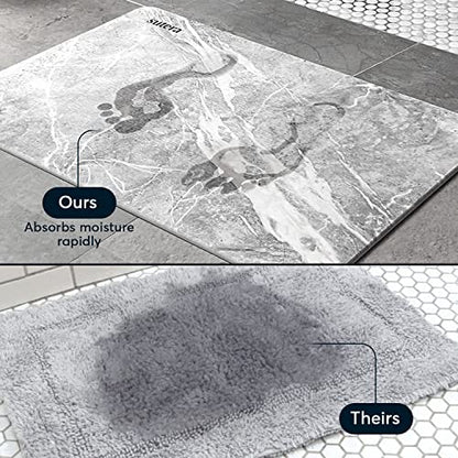Stone Bath Mat for Bathroom, Dries in Seconds - Diatomaceous Earth, Granite | Super absorbent, quick-drying & easy to clean. Natural material that lasts — restores with light sanding. - color: Granite