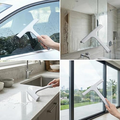 Silicone Shower Squeegee - All-in-One Design with Built-in Hook, 10 Inch Streak-Free Bathroom and car Cleaner for Glass Doors, Mirrors, Windows, Tiles Grey - color: Gray