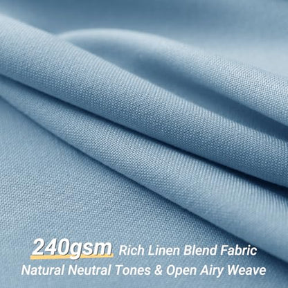 Extra Long Blue Linen 96 Inch Shower Curtain Neutral Modern Bath Drapes Set 96 Inch Long with Hooks XLong Tall Farmhouse Boho Shower Curtains for Bathroom, Blue Grey, 72x96 - color: Blue Gray, size: 72"W x 96"L (Pack of 1)