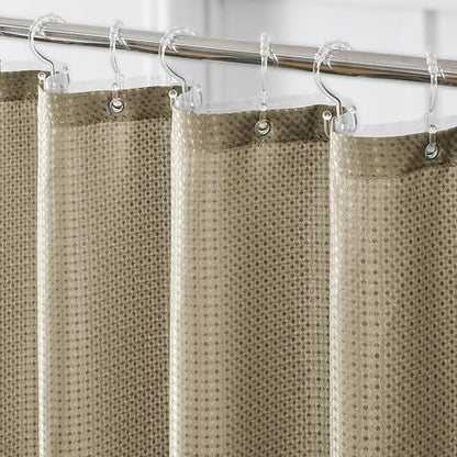QiyI 3 in 1 Waffle Shower Curtain Set with Liner, Beige, 72 x 72 | Shower Curtain and Liner Set with Hooks, Waterproof Bathroom Curtain with PEVA Liner & 12 Double Sided Clear Plastic Rings - color: Beige, size: 72"W x 72"L (Pack of 1)