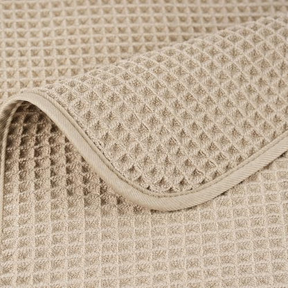 POLYTE 430 GSM Poly Blend Microfiber Waffle Bath Sheet XL Set, 35x70 in | 2 Pack, Oversize, Lint Free, Quick Dry - color: Beige, size: X Large