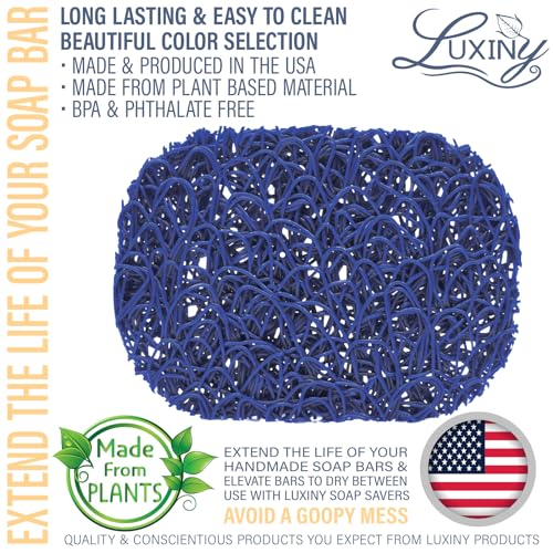Soap Savers for Bar Soap, American Made by Luxiny, Lifts Soap in Soap Dishes & Shower Soap Holders -Handmade Soap Lasts Longer - Made from Plant Based Materials, 2 PK (Sapphire Royal Blue) - color: Sapphire Blue - 2 Pack
