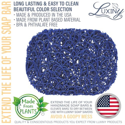 Soap Savers for Bar Soap, American Made by Luxiny, Lifts Soap in Soap Dishes & Shower Soap Holders -Handmade Soap Lasts Longer - Made from Plant Based Materials, 2 PK (Sapphire Royal Blue) - color: Sapphire Blue - 2 Pack