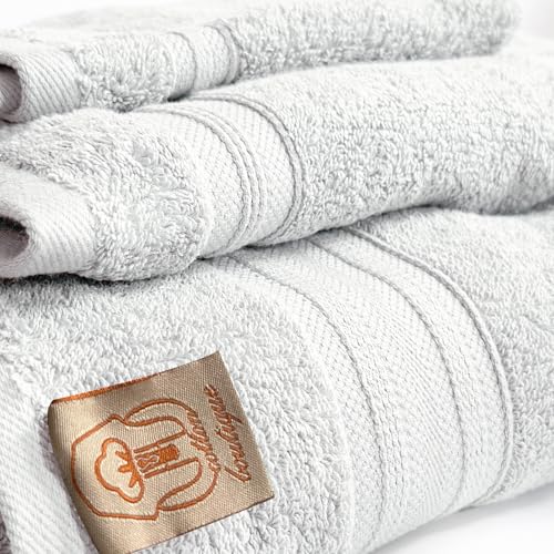 100% Egyptian Cotton Towel Set, 600 GSM, Double Twisted Yarns, Ultra Soft & Highly Absorbent Towels, Made in Egypt. (White, Single Set Cotton Towels) - color: White