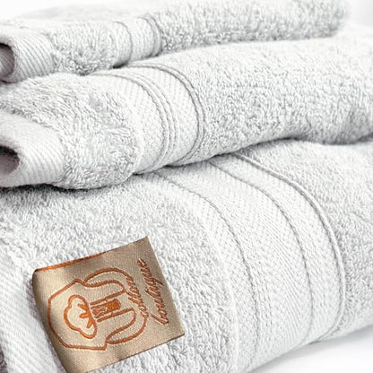 100% Egyptian Cotton Towel Set, 600 GSM, Double Twisted Yarns, Ultra Soft & Highly Absorbent Towels, Made in Egypt. (White, Single Set Cotton Towels) - color: White