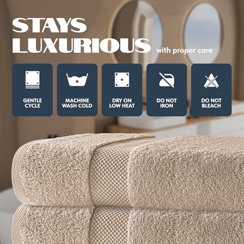 White Classic Luxury Bath Towels Set of 4 Large - 700 GSM Cotton Ultra Soft Bath Towels 27x54 | Highly Absorbent and Quick Dry | Hotel Towels for Bathroom Luxury, Plush Shower Towels, Taupe - color: 10: Taupe
