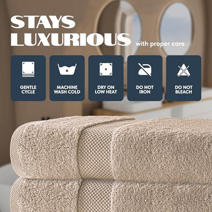 White Classic Luxury Bath Towels Set of 4 Large - 700 GSM Cotton Ultra Soft Bath Towels 27x54 | Highly Absorbent and Quick Dry | Hotel Towels for Bathroom Luxury, Plush Shower Towels, Taupe - color: 10: Taupe