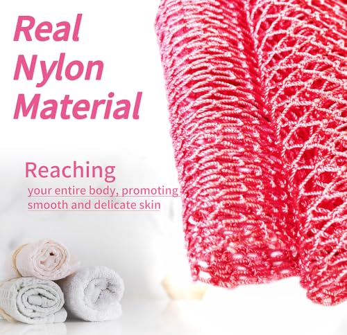 SPMKTBOZAI African Net Sponge Authentic, Exfoliating Net for Body Back | African Net Sponge with Knots| Long Stretch Net Sponge| African Net for Sensitive Skin| Durable & Quick Dry| Daily Use| Pink - color: Pink