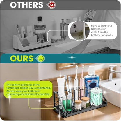 Bathroom Toothbrush Holder Set with 2 Pack Qtip Holder Dispenser, Stainless Steel - size: with 2PCS Qtip Holder