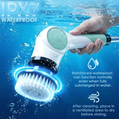 3‑Speed Electric Spin Scrubber with 10 Replaceable Heads Adjustable Handle