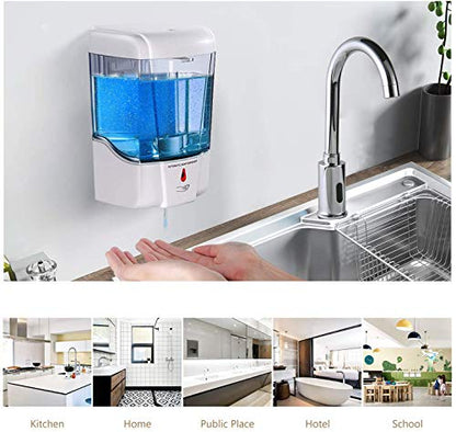 interhasa! Soap Dispenser, Touchless Hand Sanitizer Dispenser Wall Mount Automatic Kitchen Soap Dispenser for Commercial Home, Office, 600ml/20oz - color: White